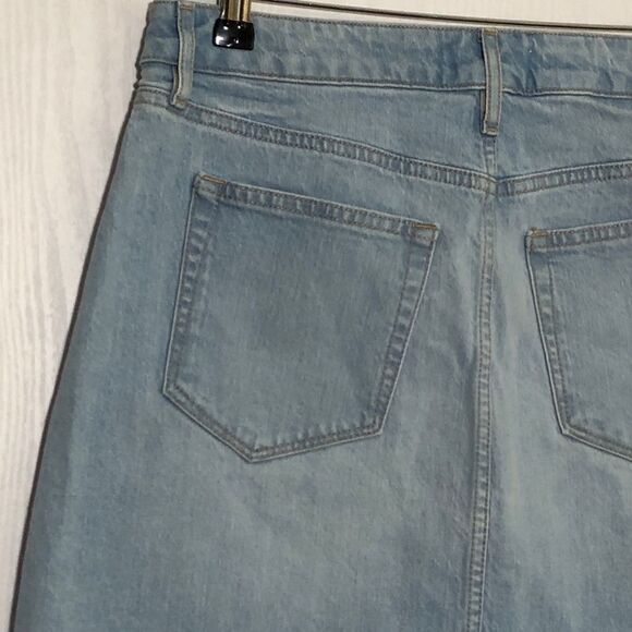 Loft Skirt Womens 4 Light Wash Frayed Hem Denim Knee Length Released Hem A Line - Picture 7 of 10